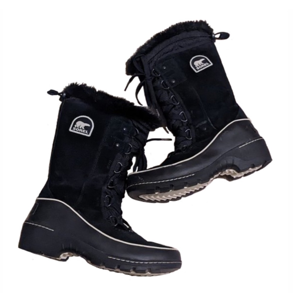 Sorel Tivoli III High Black Suede Leather Mid-Calf Lace Up Winter Snow Boots - Picture 5 of 14